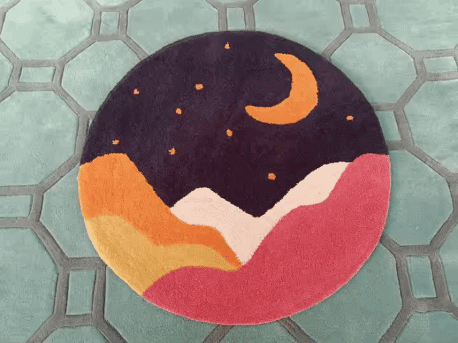 Custom Irregular Hand Carve Acrylic Rug Handmade Die Cut Hand Tufted Floor Rug