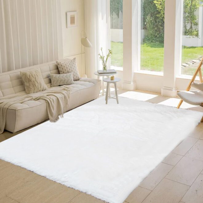 Cozy Fuzzy Faux Fur, Indoor Modern Plush Washable Shaggy Rugs for Bedroom Living Room Home Decor, Fluffy Carpet for Kids Room