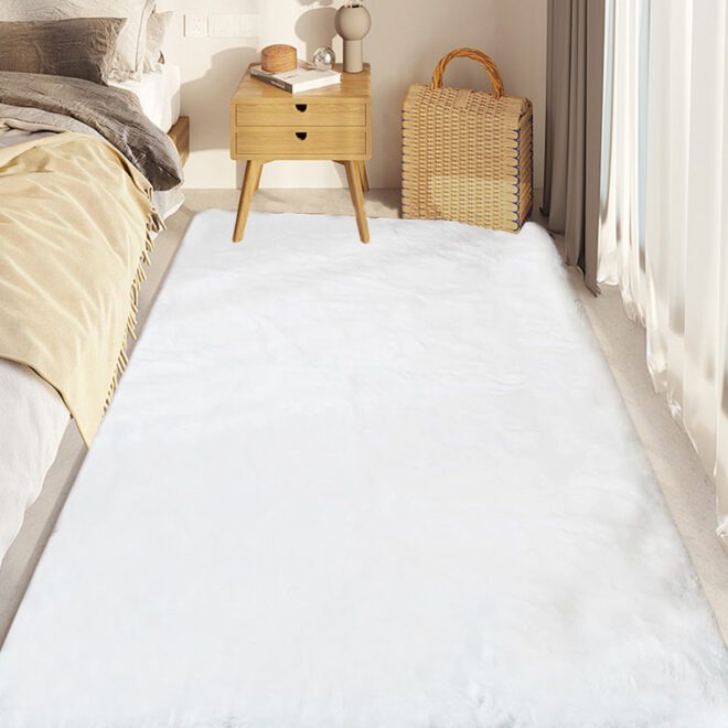 Cozy Fuzzy Faux Fur, Indoor Modern Plush Washable Shaggy Rugs for Bedroom Living Room Home Decor, Fluffy Carpet for Kids Room