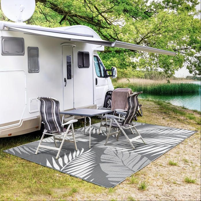 Outdoor Rug Waterproof-Patio Rug Mat 5x8 Outdoor Carpet Reversible RV Camping Picnic Plastic Straw Rug Outside Outdoor Area Rug for Balcony Deck Backyard Patio Decor Boho Modern Abstract