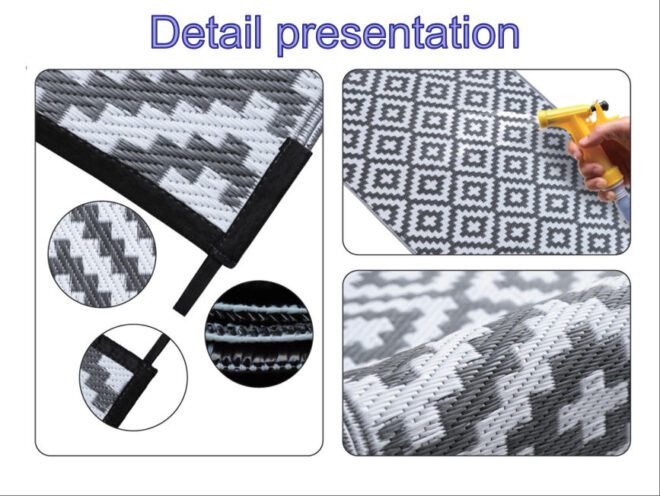 Outdoor Rug Waterproof-Patio Rug Mat 5x8 Outdoor Carpet Reversible RV Camping Picnic Plastic Straw Rug Outside Outdoor Area Rug for Balcony Deck Backyard Patio Decor Boho Modern Abstract