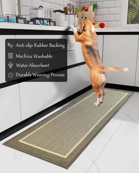 New Design Non Skid Washable Polyester Rubber Kitchen Mats for Floor Kitchen Rugs and Mats with 2mm Rubber Backing