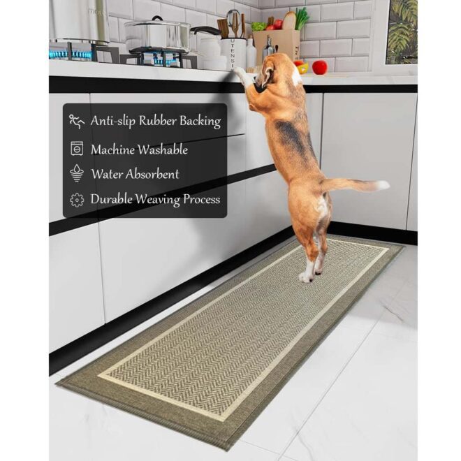 New Design Non Skid Washable Polyester Rubber Kitchen Mats for Floor Kitchen Rugs and Mats with 2mm Rubber Backing