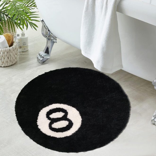 8-ball Tufted Anti slip Fluffy Foot Mat Customized Super Absorbent Ultra-fine Fiber Plush Bath Mat Carpet