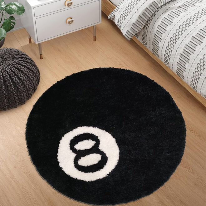8-ball Tufted Anti slip Fluffy Foot Mat Customized Super Absorbent Ultra-fine Fiber Plush Bath Mat Carpet