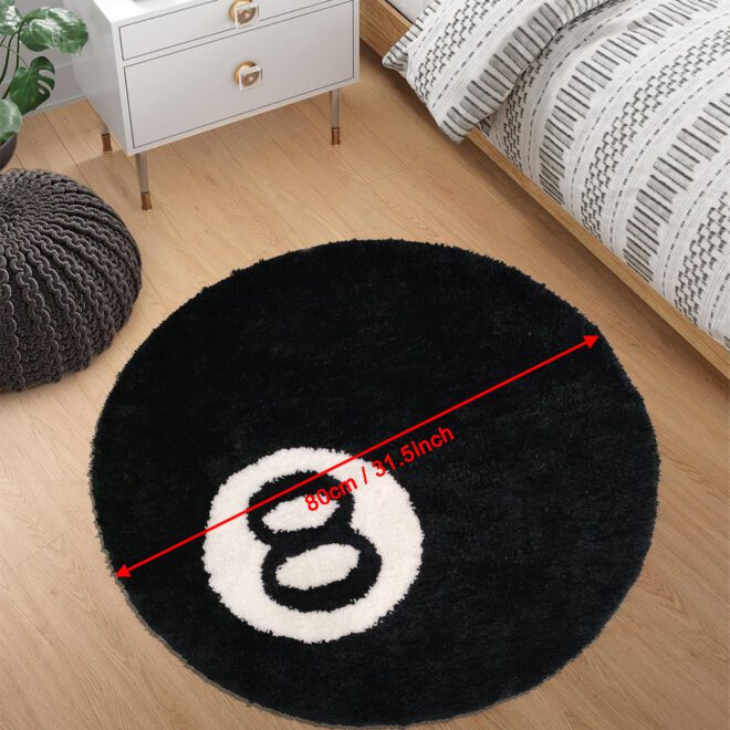 8-ball Tufted Anti slip Fluffy Foot Mat Customized Super Absorbent Ultra-fine Fiber Plush Bath Mat Carpet