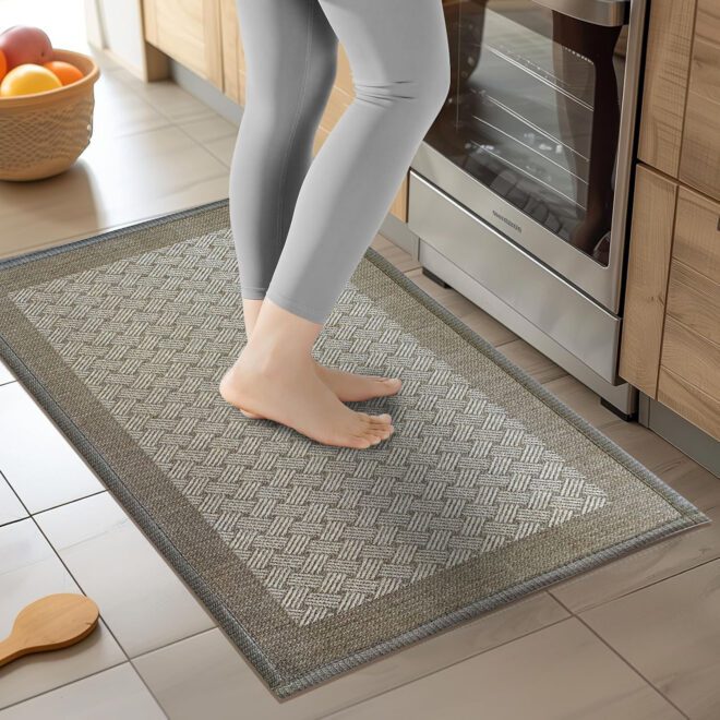 Kitchen Rugs and Mats Non Skid Washable - Non Slip Absorbent Kitchen Runner Rugs for Floor Herringbone Patterned Carpets