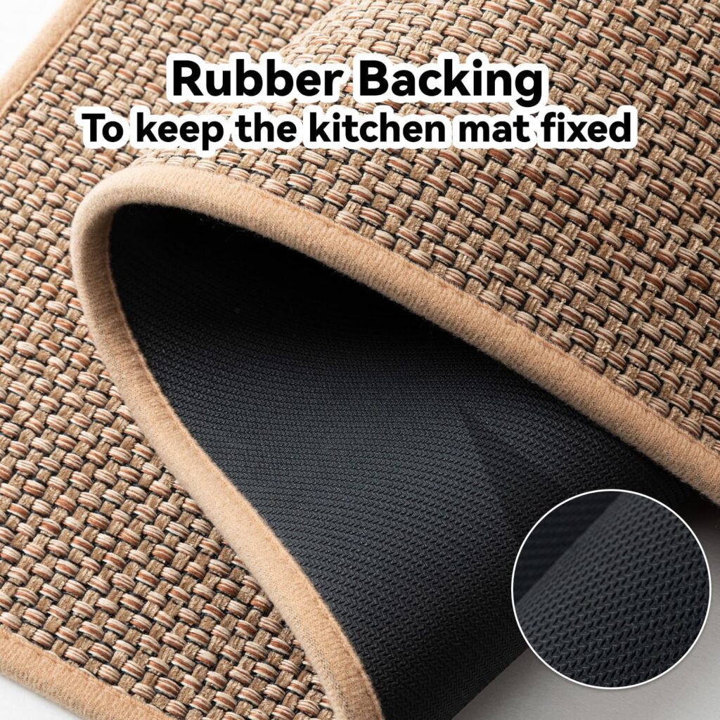 Kitchen Rug Mat Sets Non Slip Washable, Absorbent Floor Mats for Kitchen, Runner Rugs Set for Kitchen, Hallway, Dining Room, 44x77cm+44x120cm, Beige