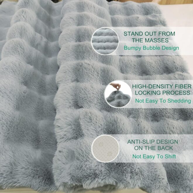 Faux Rabbit Fur Rug Big Living Room Decorative Carpet Car Home Camping Use OEM China Cheap Option
