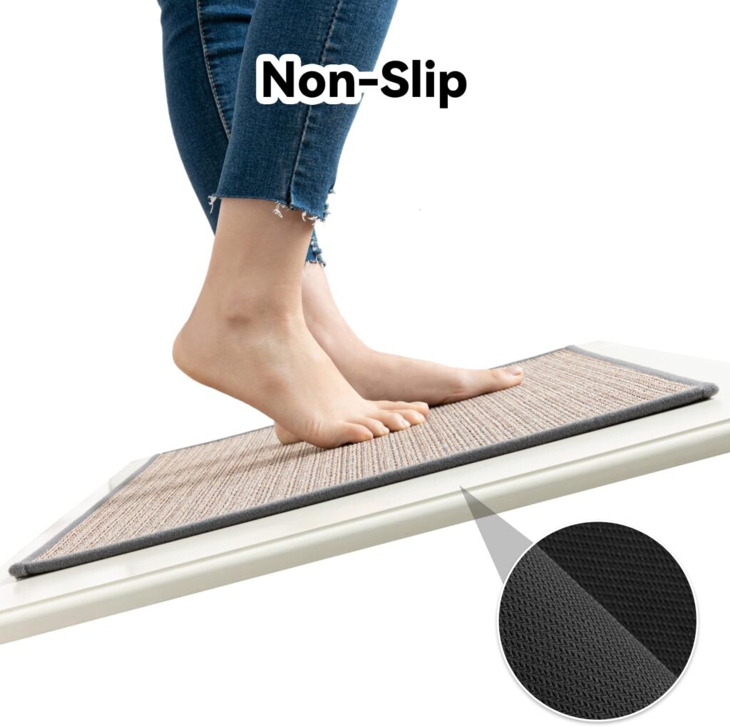 Kitchen Rug Mat Sets Non Slip Washable, Absorbent Floor Mats for Kitchen, Runner Rugs Set for Kitchen, Hallway, Dining Room, 44x77cm+44x120cm, Beige