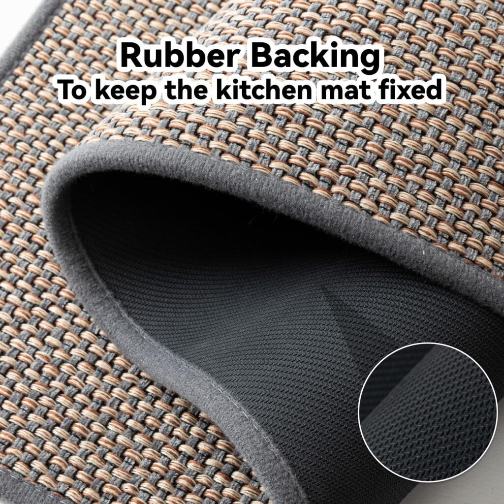 Kitchen Rug Mat Sets Non Slip Washable, Absorbent Floor Mats for Kitchen, Runner Rugs Set for Kitchen, Hallway, Dining Room, 44x77cm+44x120cm, Beige