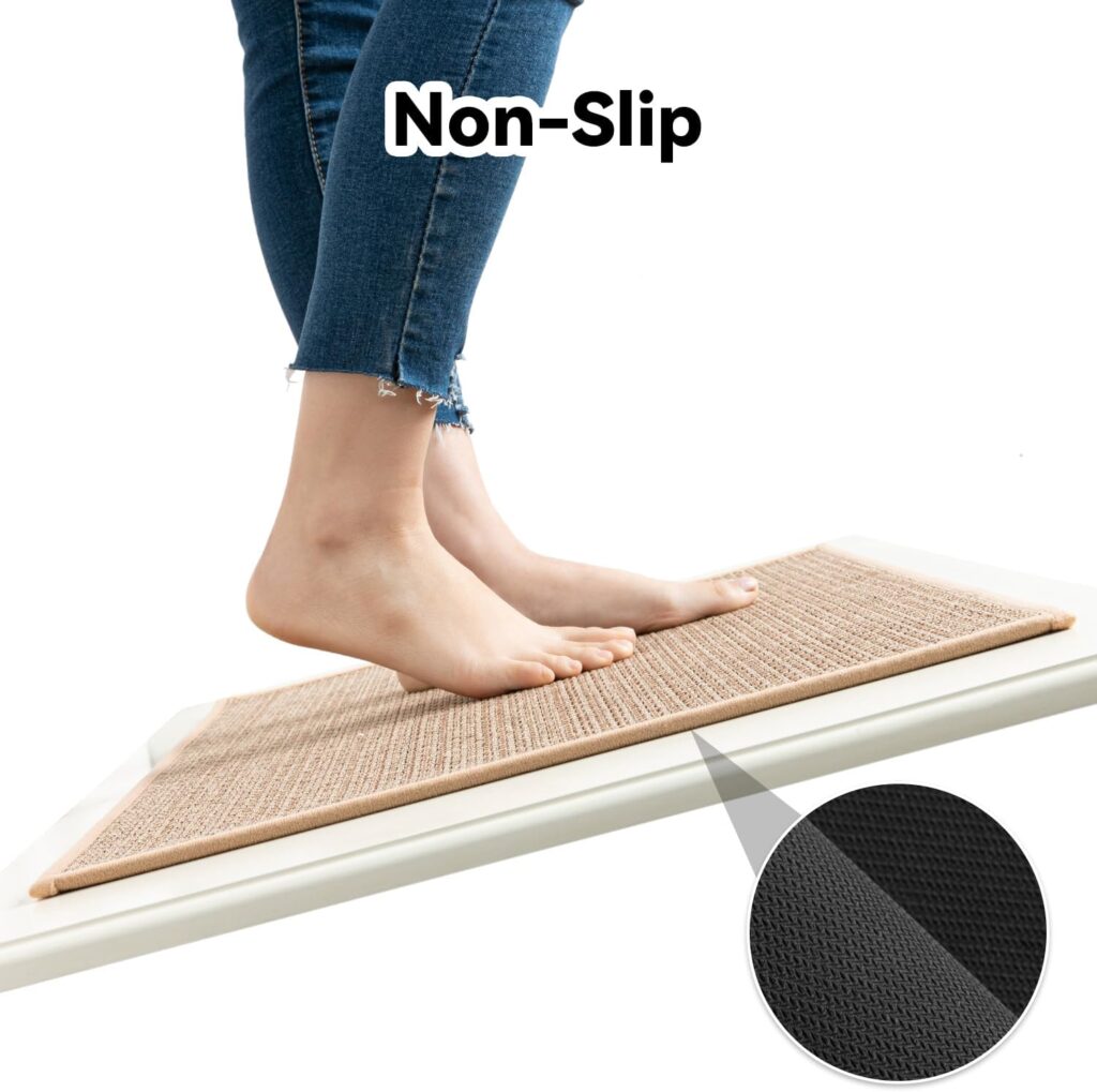 Kitchen Rug Mat Sets Non Slip Washable, Absorbent Floor Mats for Kitchen, Runner Rugs Set for Kitchen, Hallway, Dining Room, 44x77cm+44x120cm, Beige