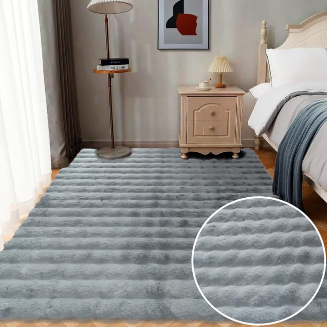 Faux Rabbit Fur Rug Big Living Room Decorative Carpet Car Home Camping Use OEM China Cheap Option