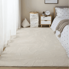 Sheepskin Felt Rug Fluffy Area Rugs Fuzzy Carpet Beside Throw for Bedroom