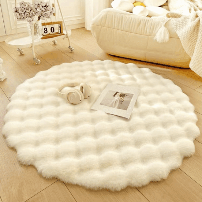 Bubble Faux Rabbit Fur Rug 100% Polyester Bedroom Bedside Rugs
