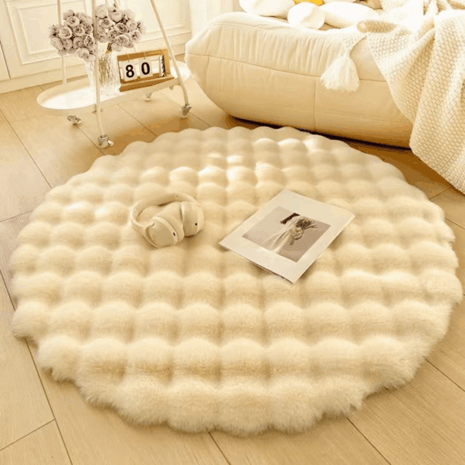 Bubble Faux Rabbit Fur Rug 100% Polyester Bedroom Bedside Rugs