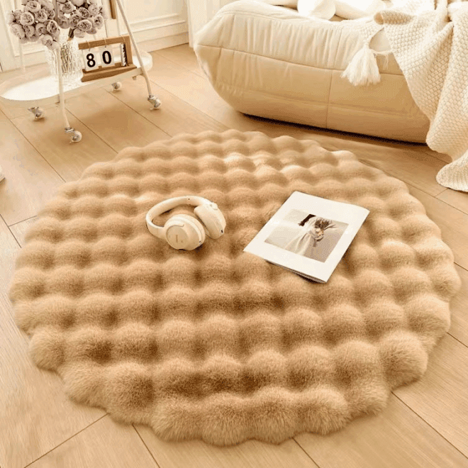 Bubble Faux Rabbit Fur Rug 100% Polyester Bedroom Bedside Rugs