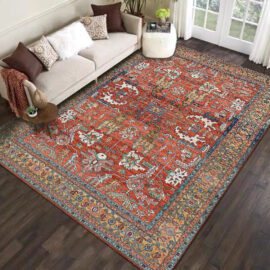 KELARE Luxury Vintage Persian Velvet Carpet Elegant Retro Home Decor with Non Slip Backing