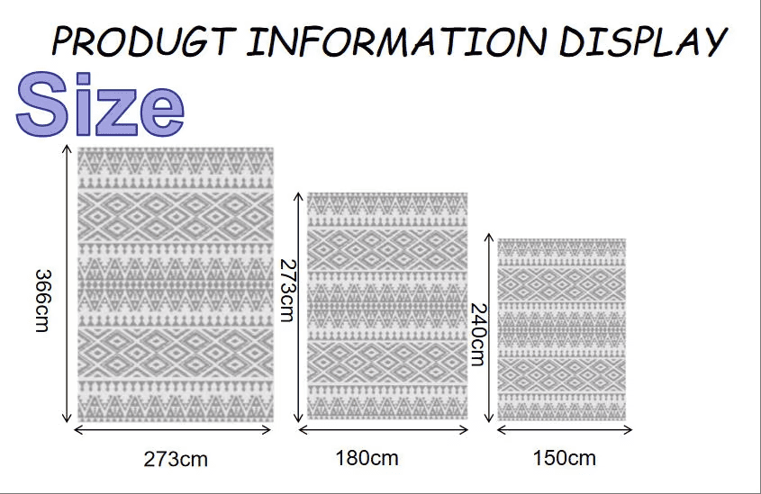 3x6 Ft Waterproof Modern Area Rugs Reversible Outdoors Mats Plastic Straw Carpet for Indoor Outdoor RV