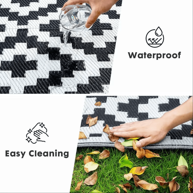 3x6 Ft Waterproof Modern Area Rugs Reversible Outdoors Mats Plastic Straw Carpet for Indoor Outdoor RV