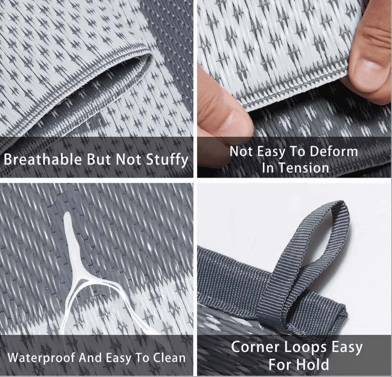 3x6 Ft Waterproof Modern Area Rugs Reversible Outdoors Mats Plastic Straw Carpet for Indoor Outdoor RV