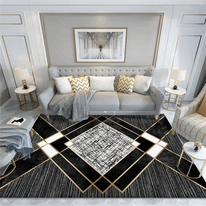 Luxury 3D Printed Rectangle Fluffy Carpet Large Crystal Velvet Novelty Pattern for Hallway Living Room Decor Machine Made