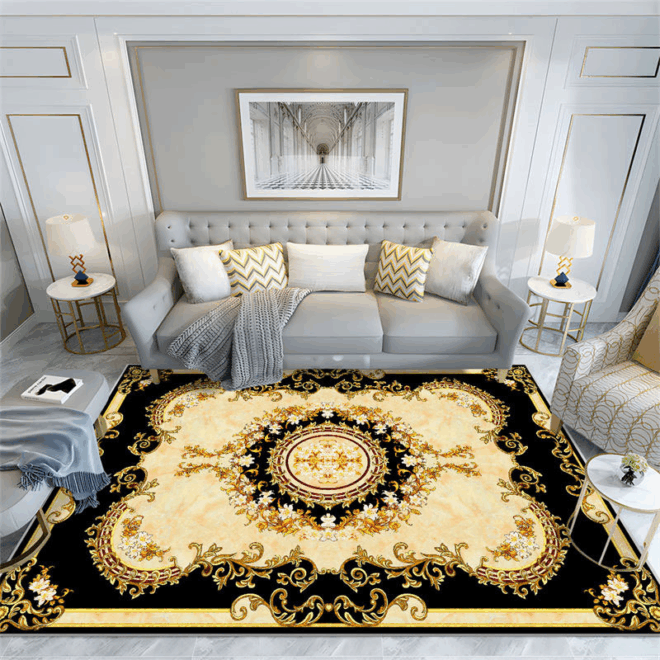 Luxury 3D Printed Rectangle Fluffy Carpet Large Crystal Velvet Novelty Pattern for Hallway Living Room Decor Machine Made