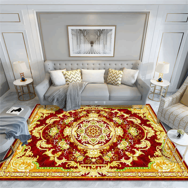 Luxury 3D Printed Rectangle Fluffy Carpet Large Crystal Velvet Novelty Pattern for Hallway Living Room Decor Machine Made