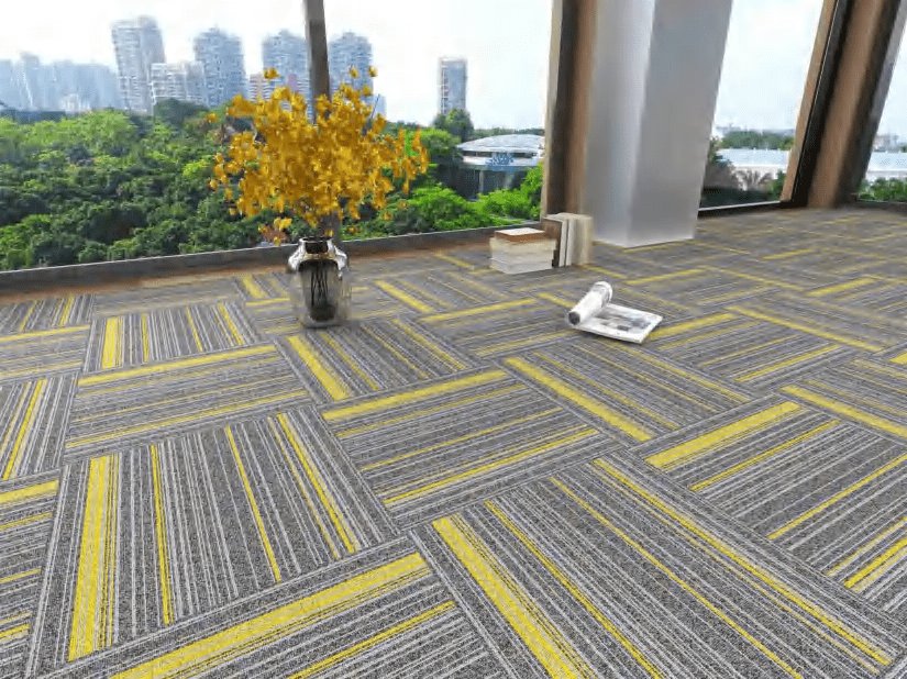 100% Nylon 50x50cm Modern Abstract Cushioned Tufted Commercial Carpet Tiles with PVC Backing Removable