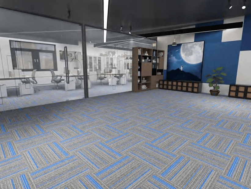 100% Nylon 50x50cm Modern Abstract Cushioned Tufted Commercial Carpet Tiles with PVC Backing Removable