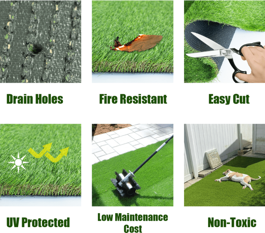 Luxurious Artificial Grass 1.77 Inch Pile Height Ultrathick Turf 8 X 10 Feet,Indoor/Outdoor Dog Pee Fake Faux Grass,Synthetic Grass Rug Garden Landscape Patio,Drainage Holes