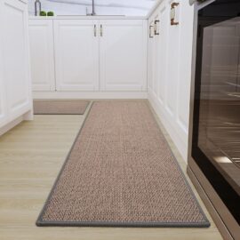Anti-slip Anti Fatigue Linen Kitchen Mat Floor Carpet Kitchen Runner Rug Mat Set with Rubber Backing