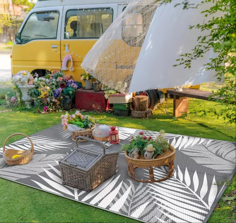 3x6 Ft Waterproof Modern Area Rugs Reversible Outdoors Mats Plastic Straw Carpet for Indoor Outdoor RV